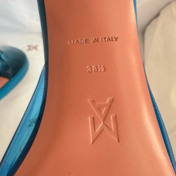 Amina Muaddi Blue Lupita Pvc Metallic Mules. AUTHENTIC! EU 38,5 size. - Picture 7 of 15